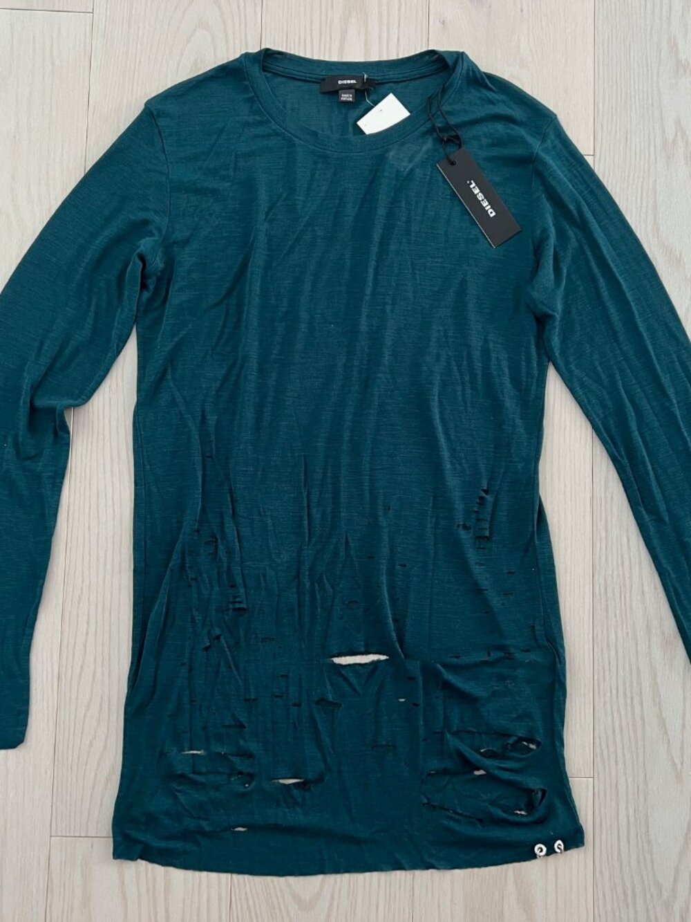 Diesel T-Fien Ripped Destroyed Top Teal ( S ) - Picture 2 of 5